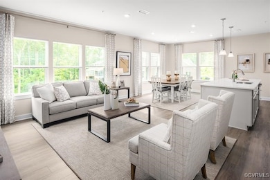 Living room with light wood-type flooring, a healt