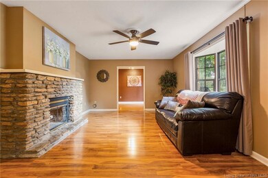Lovely living room with see through fireplace.