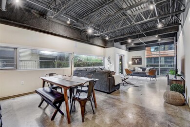 Dining room with finished concrete floors