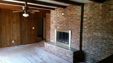 Wood burning fireplace.