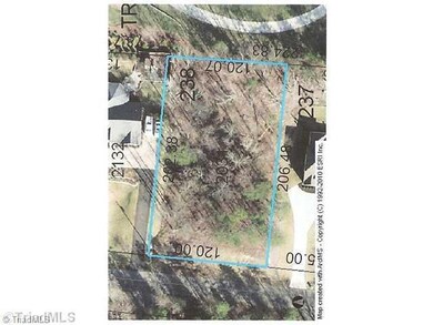 Aerial View. Nice wooded lot, approximately half an acre.
