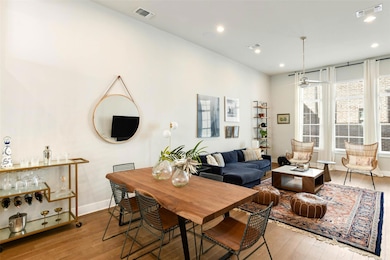 Dining space with baseboards, visible vents, rece