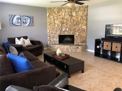 Living Room with a gorgeous wood burning fireplace