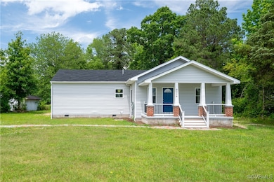 View of front facade with crawl space, a porch, a