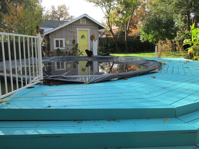 Pool, deck, equip. shed