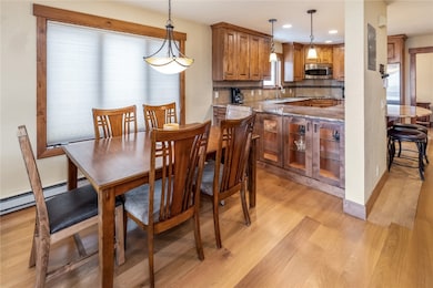 Dining room table and bar seating