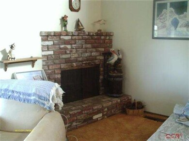 Brick fireplace.