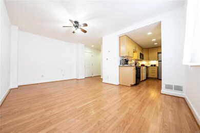 Open floor plan view from large living room