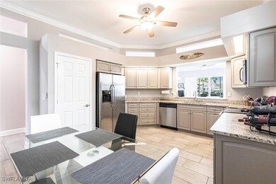 Kitchen with appliances with stainless steel finis