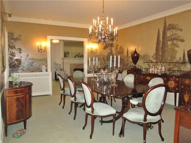 Dining Room. large formal dining room with mural &