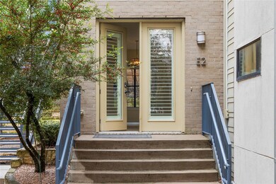 Property entrance with brick siding