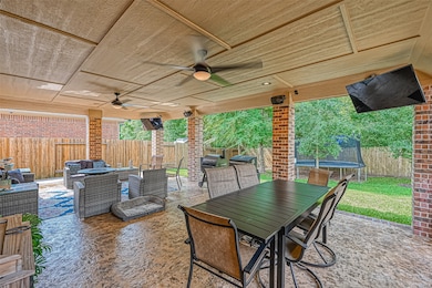 Check out all the additions the seller added when building this patio such as square footage, two TVs, speakers, stained concrete.  Completely wooded in back for privacy.
