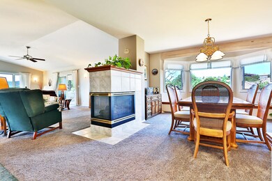 Three sided fireplace