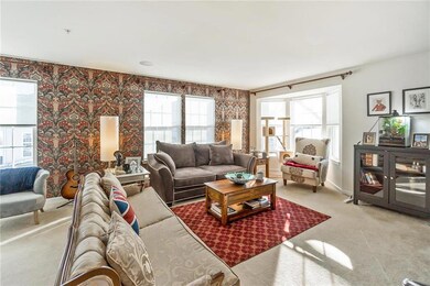 Living room with custom bay window nook