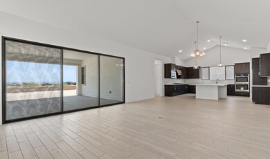 Great room with vaulted ceiling