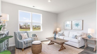 Living room featuring dark hardwood / wood-style f