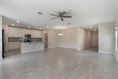 Living room, dining room and kitchen