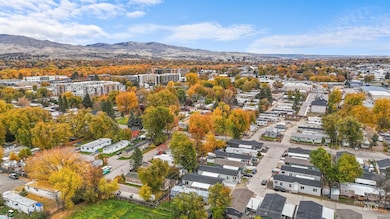 Bird's eye view of a mountainous background