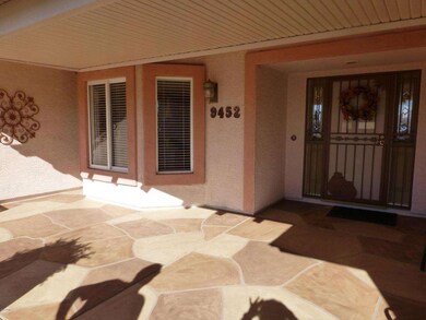 Front patio, bay window at eating area