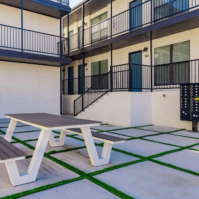 View of patio with stairs