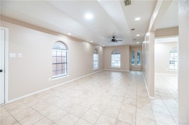 Tall ceiling, new fan and dimming LED lights.