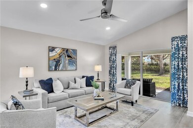 Vaulted ceilings in family room and dining area