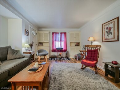 View of hardwood floored living room