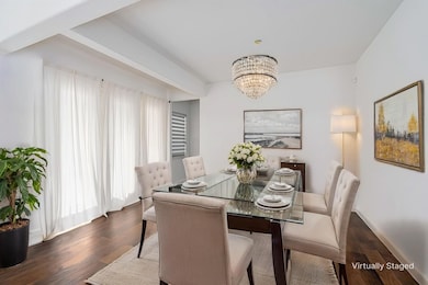 Dining space featuring an inviting chandelier and 