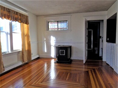 Dining room with Pellet stove and built-in storage