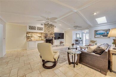 View of fire place and bar area