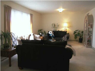 The living room features an expansive window wall 