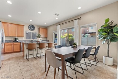 Dining space featuring recessed lighting and light