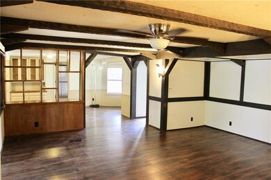 View of kitchen and dining area from living room