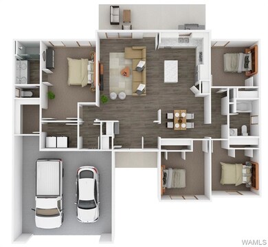 RENDERING ONLY. This floor plan including furnitur