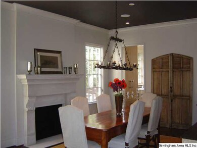 Dining Room with Limestone Fireplace