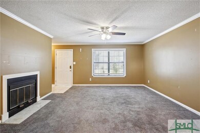 Fireplace and refreshing lighted ceiling fan.