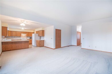 The living room (w new carpet & paint) is open to 