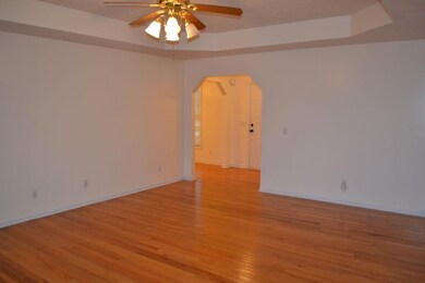 The view from the french doors looking into the living room and foyer area.  