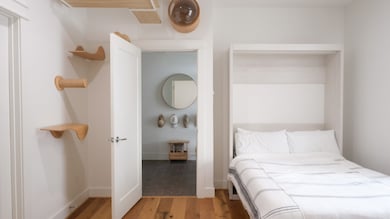 Murphy bed can be stowed for additional space