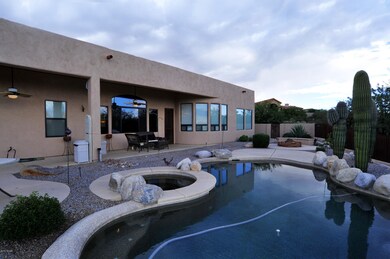Rear of home w/Spa & pool