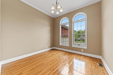 Dining room with french doors.
