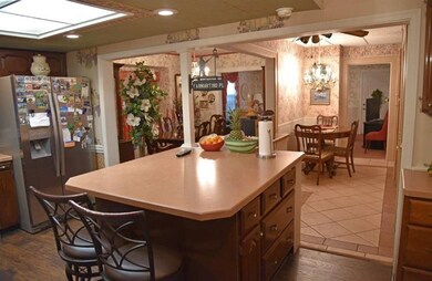 The open concept kitchen dining room is great for 