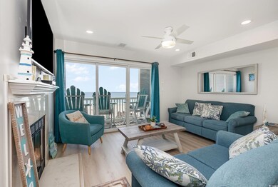 Living room featuring recessed lighting, visible v