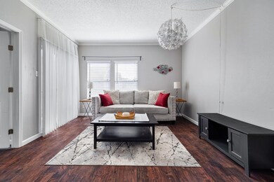 Living area featuring baseboards, a textured ceil