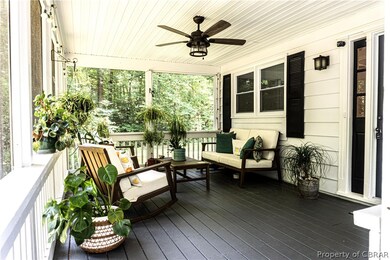 Wooden terrace with ceiling fan