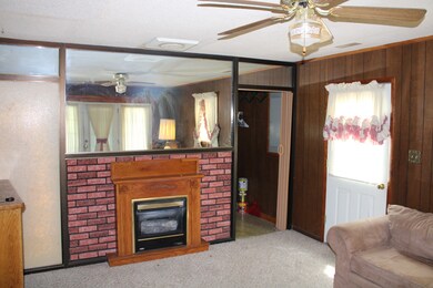 Den with fireplace and large utility room