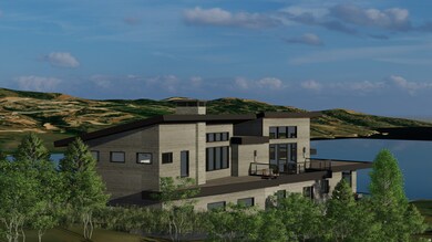 View of front of house featuring a mountain view, a balcony, and a chimney