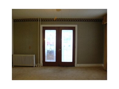 Living Room. Leaded Glass Front Doors