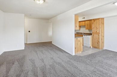 Unfurnished room featuring light colored carpet