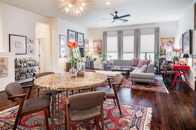 The dining area could hold a round, oval, or longe